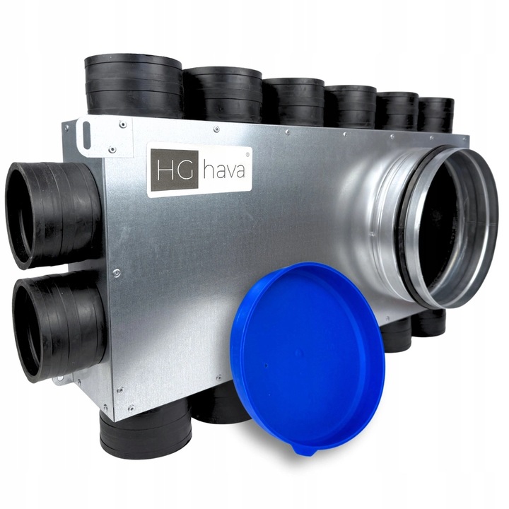 Distribuitor ventilatie HG Hava, 14 x O75 mm, O200 mm, otel zincat, 550x240x91 mm