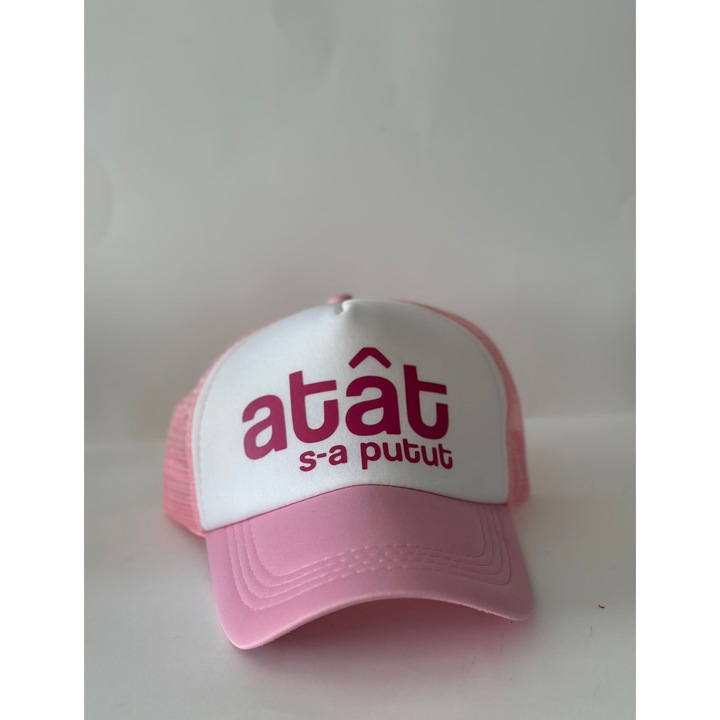 Sapca baseball, "atat s-a putut", ajustabila, unisex, model cu plasa pentru o aerisire foarte buna, pentru drumetii, sport, alergat, fashion, roz