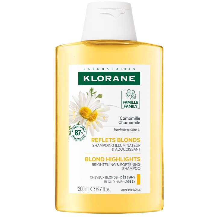 Sampon cu extract de musetel BIO pentru par deschis Klorane, 200 ml