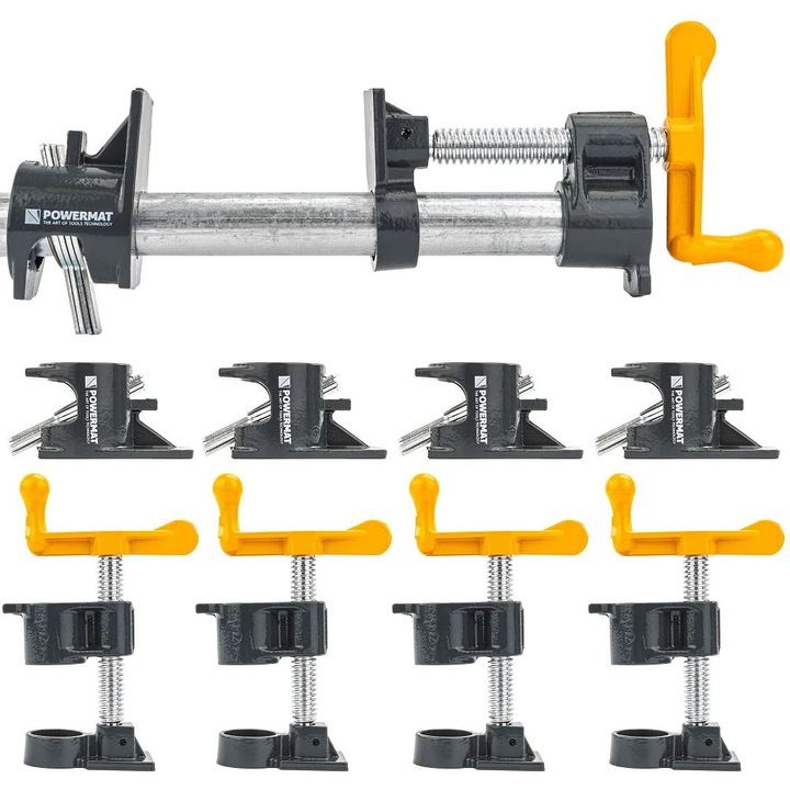 Set 4 cleme de tamplarie, Powermat, Aliaj, 50 mm, Multicolor