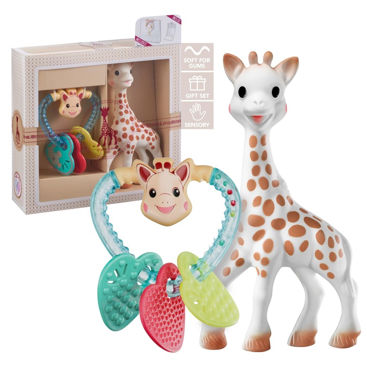 Sophie la Girafe babacsomag, csörgő és rágóka, többszínű
