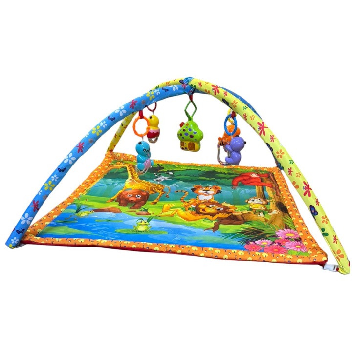 Centru de activitati bebelusi, saltea cu arcada cu jucarii, muzicala, Baby Jungle Animals