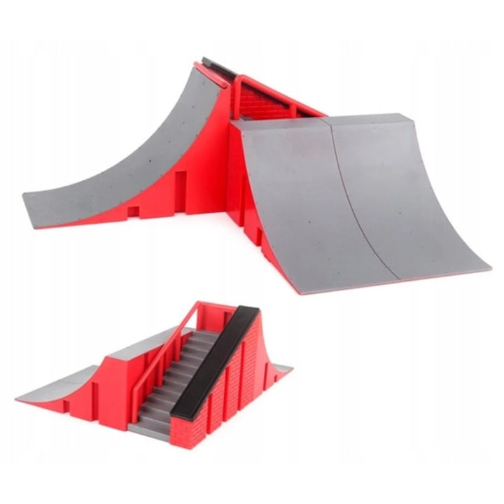 Gördeszkapark Mini Gördeszkával, OEM, Fb 05 A, Mini Gördeszka És Gördeszkapark Szettben, Minden Fingerboard Fém Pályával És 4 Kerékkel Van Felszerelve, Összecsukható Gördeszkapark Különböző Modulokból, 9.5 x 2.5 x 28 x 21 x 10 cm, Többszínű