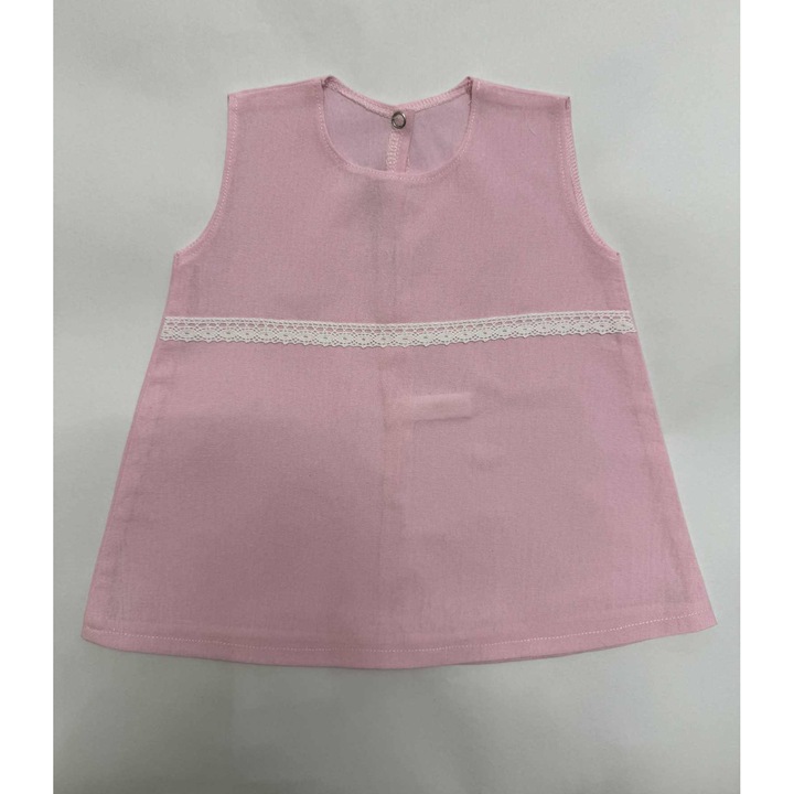 Rochita fetite, roz, bumbac, set cu gentuta, 74-80 cm