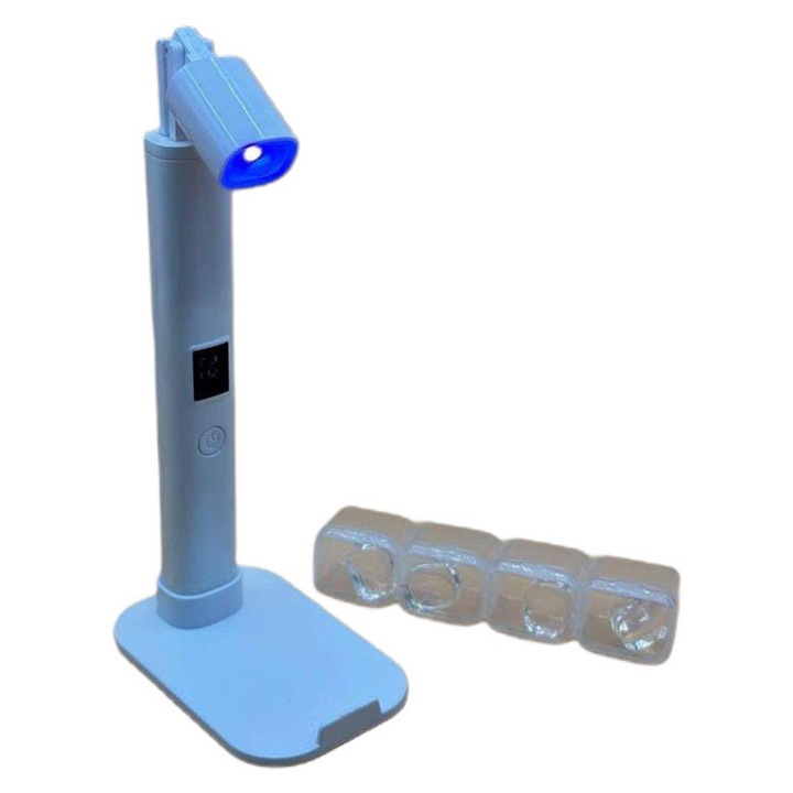 Lampa manichiura UV/LED 1W cu suport + set 4 stampile din silicon, Global Fashion