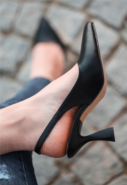 Női cipő, Ökológiai bőr, Alap, 367417, Fekete