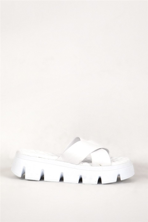 Papuci de damă, Piele naturală, Jacket Club, 381997, Alb, 38