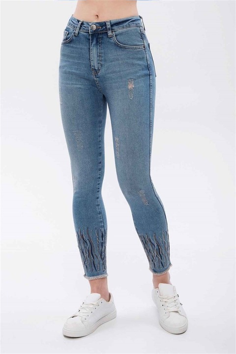 Pantaloni de damă, Bumbac, Madmext, 287958, Albastru, 30