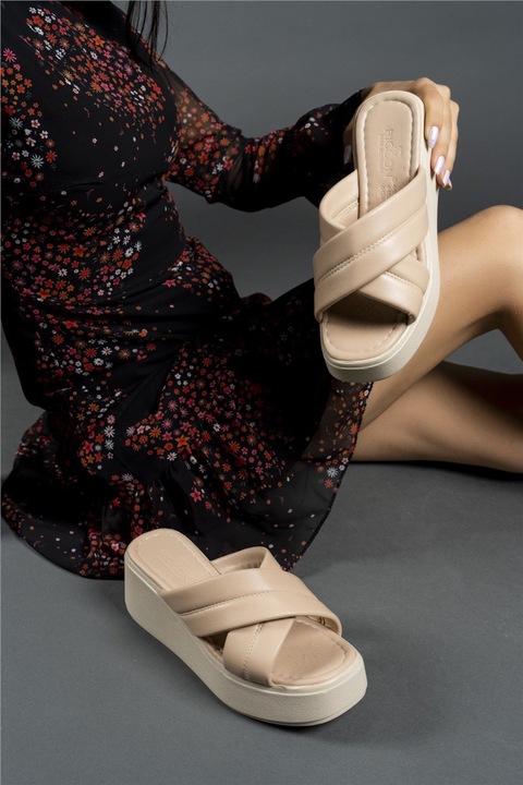 Női papucs, Ökológiai bőr, Riccon, 332779, Bézs, 39