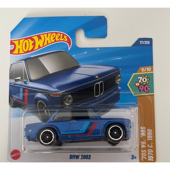 Masinuta Hot Wheels BMW 2002, albastru, scara 1:64 - model 2025