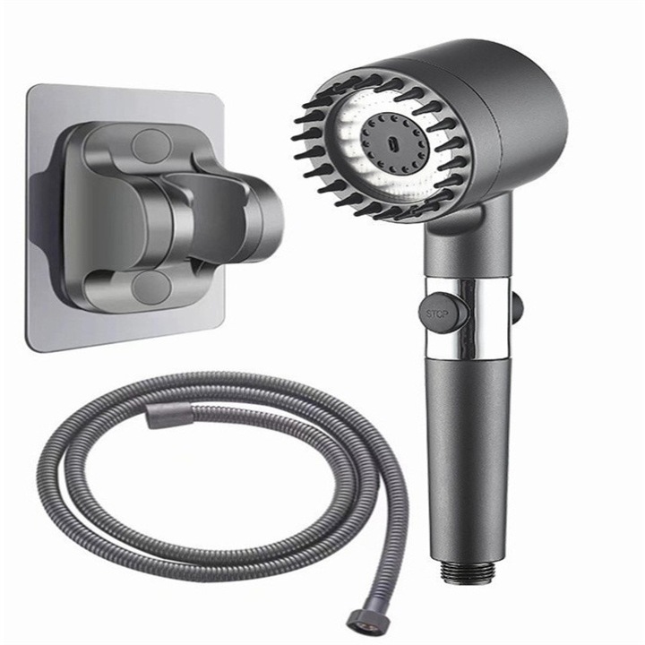 Cap de duș portabil, 3 moduri de pulverizare, furtun 150 cm, suport adeziv, materiale durabile, economisire apă