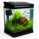 Acvariu pesti mic echipat Perfect Aqua Tank 10L complet cu capac, filtru, iluminare LED, incalzitor, termometru, minciog, hrana si nisip negru – acvariu mic pesti modern pentru incepatori si avansati