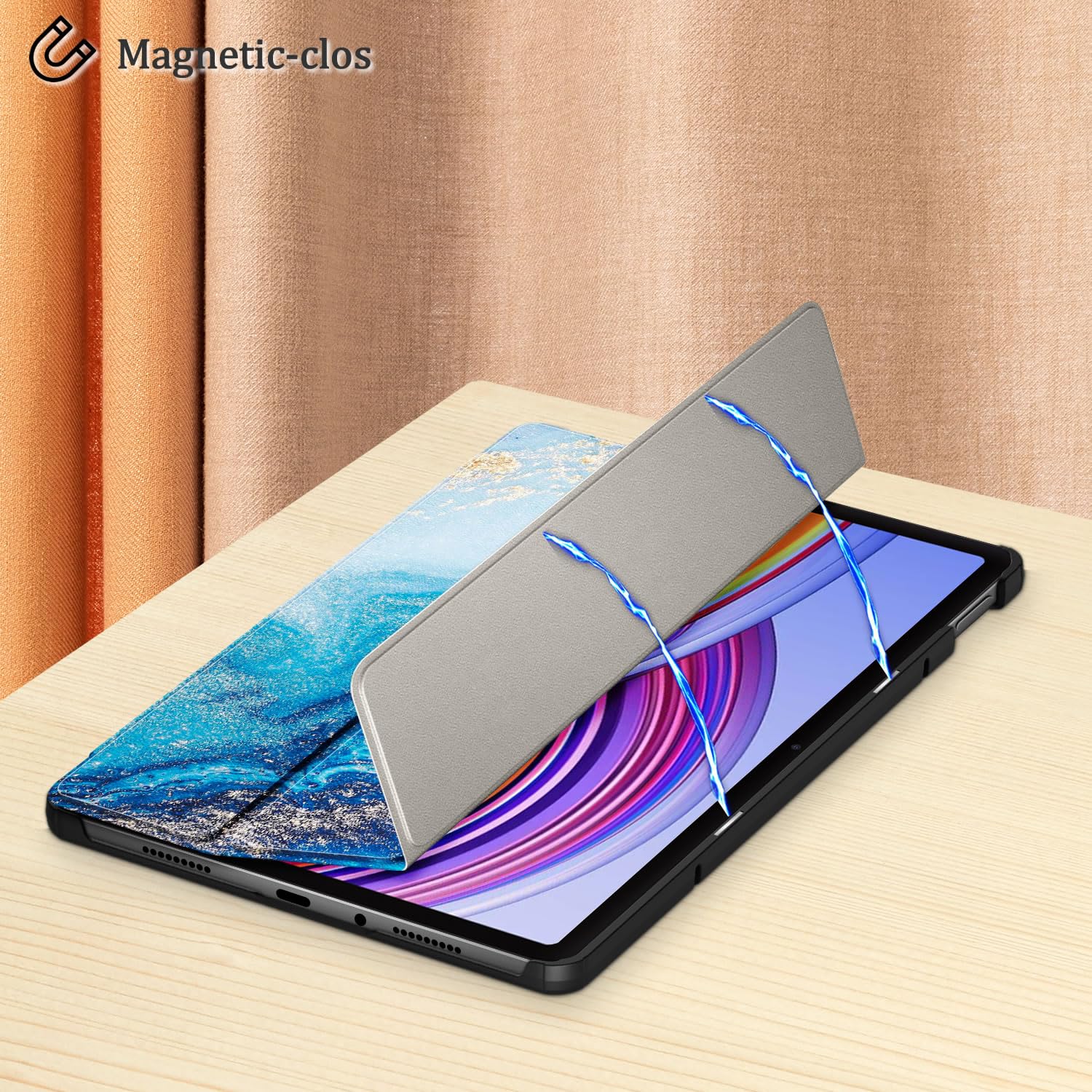 Husa tableta, pentru Xiaomi Redmi Pad Pro 12.1 Inch 2024, auto functie sleep/wake tip stand, Valurile