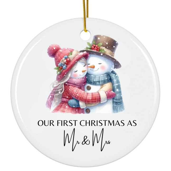 Fehér díszgömb Az első karácsony párban Karácsony 8cm