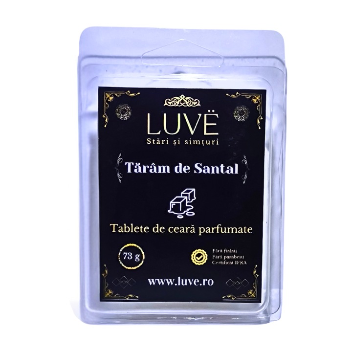 Комплект ароматизирани восъчни таблетки LUVE за дифузер за ароматерапия, Сандалово дърво, 73 г, дървесни нотки, без фталати