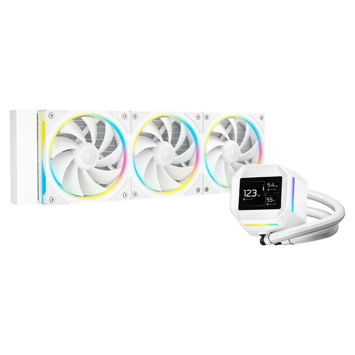 Охладител за процесор DeepCool водно охлаждане Water Cooling LM360 WH - 2.4 inch IPS Display, Addressable RGB R-LM360-WHDMMC-1