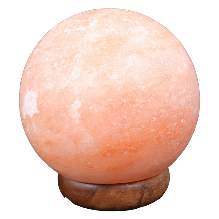 Lampa sare, sfera, cu baza de lemn, 2-4 kg, cu un bec test 15w, Mentavill