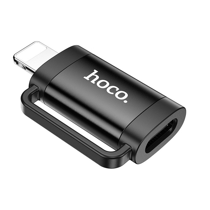 Adapter Hoco Lightning – Type-C UA31B, fekete, gyors adatátvitel, kompakt kialakítás
