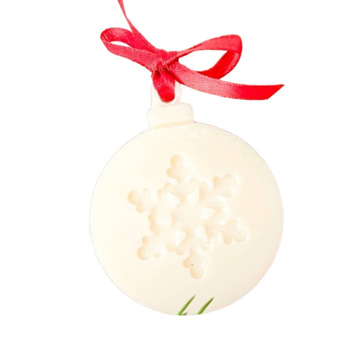 Odorizant dulap, MYGRACE, Parfum de Craciun, model globulet brad - ornament brad sub forma de tableta parfumata ceara naturala, ceara parfumata, ceara soia, handmade