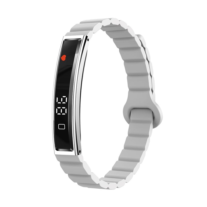 iSEN B3 okoskarkötő, fehér, pulzus- és véroxigén-monitorozás, 44,5x10,5x5,6 mm, szilikon