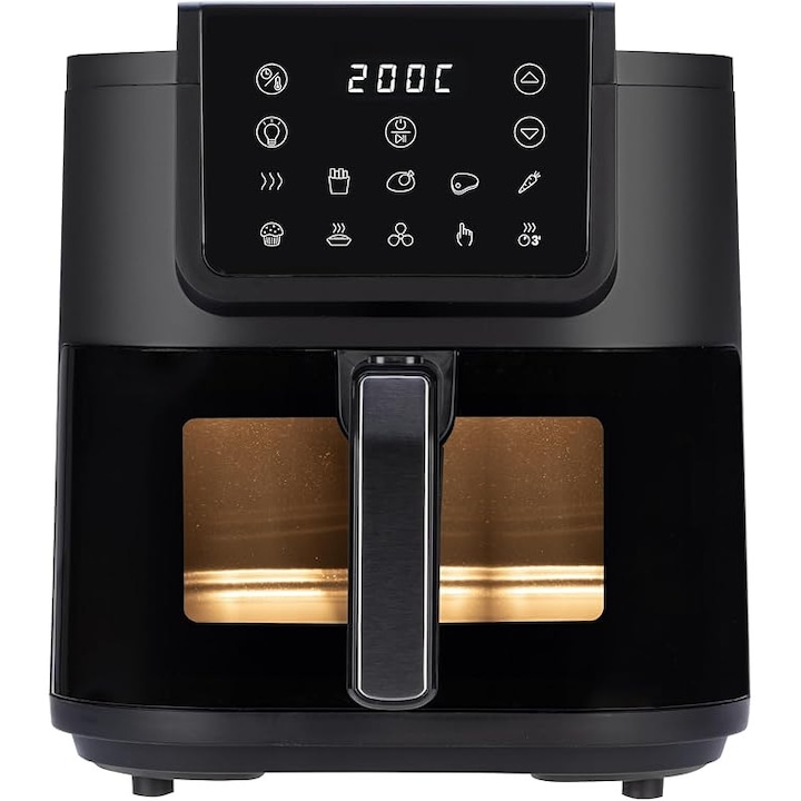 Ardes ARFRYA08LV forrólevegős fritőz, 8 liter, fekete, érintőképernyő, belső világítás