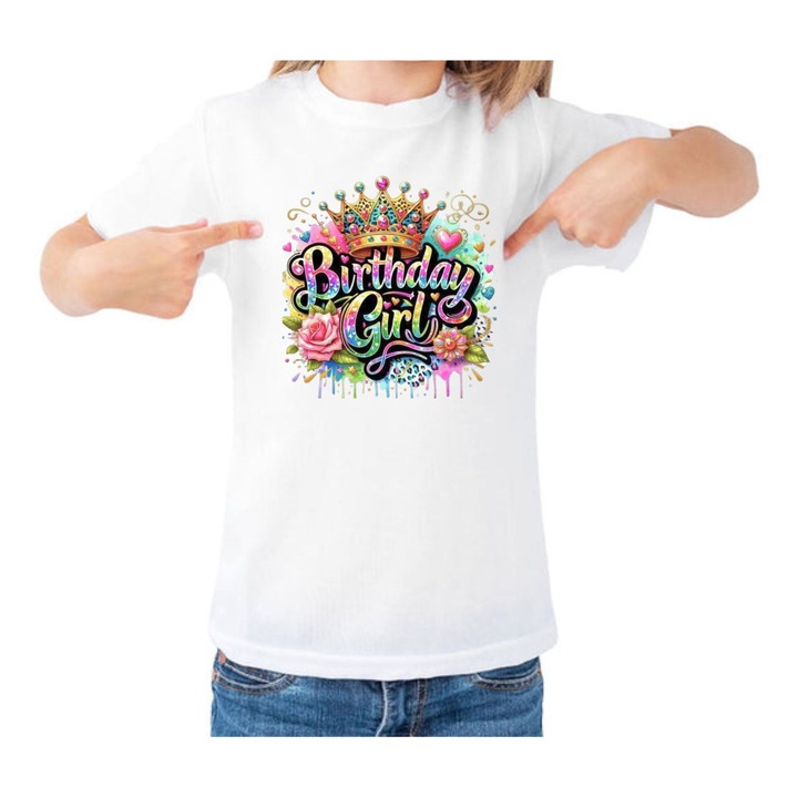 Unisex póló, BIRTDAY GIRL modell, fehér, Fehér