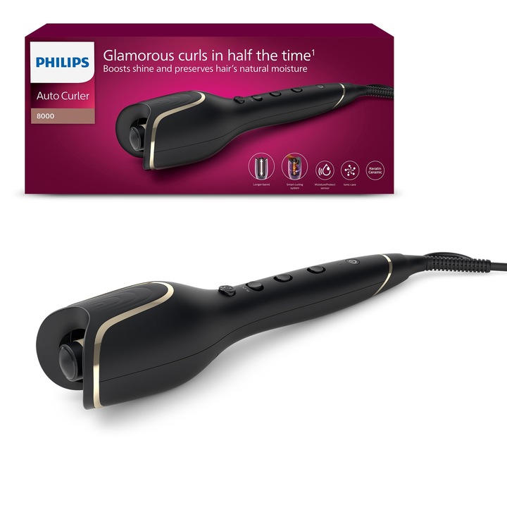Ondulator automat Philips Seria 8000, 27 opțiuni, negru