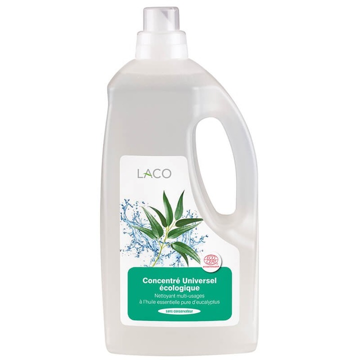 Detergent universal Laco, concentrat 2 L, natural, parfum eucalipt, Ecocert, fabricat în Franța