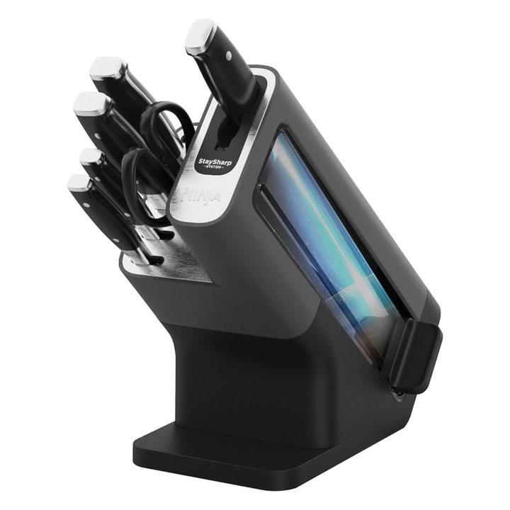 Set de Bloc de Cuțite Ninja Foodi, 6 cuțite ascuțite din oțel inoxidabil, cu ascuțitor integrat