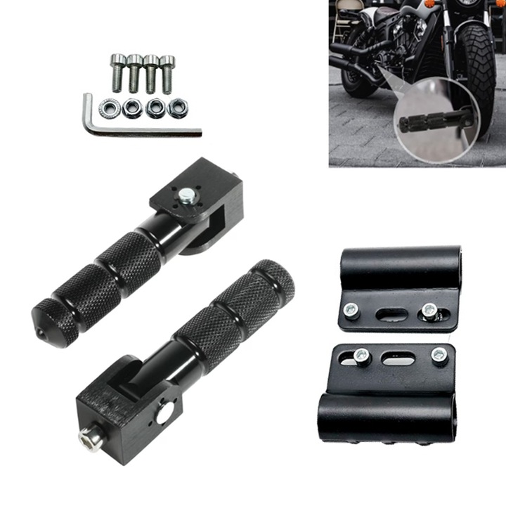 Doua seturi de pedale de acceleratie/Bob pentru motociclete, ZOUN, cu instrumente de instalare, usor de montat, potrivite pentru biciclete electrice, biciclete, motociclete, universale, pliabile, negre