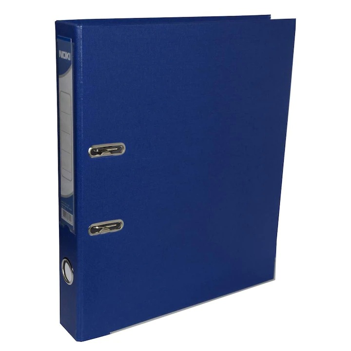 Biblioraft Noki plastifiat exterior, A4, cotor 7.5 cm, Mecanism standard, albastru