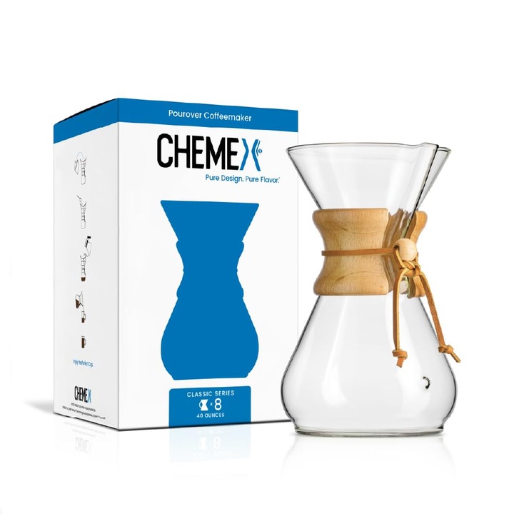 Chemex Coffee Circle Classic kávéfőző, átlátszó üveg, 8 csészényi űrtartalom