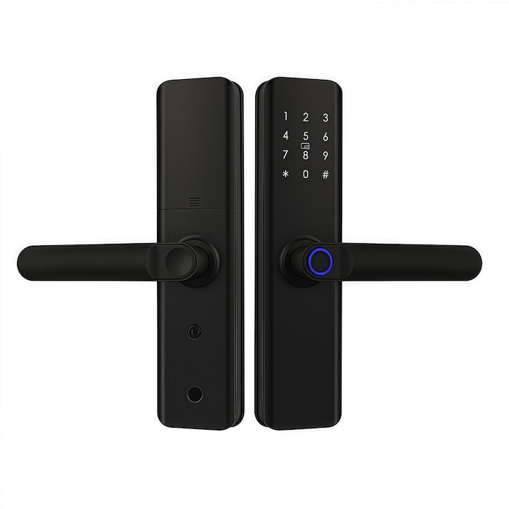 Omelivon Intelligens Zár, ujjlenyomat és kód hozzáférés, fekete, standard ajtókhoz 35-120 mm