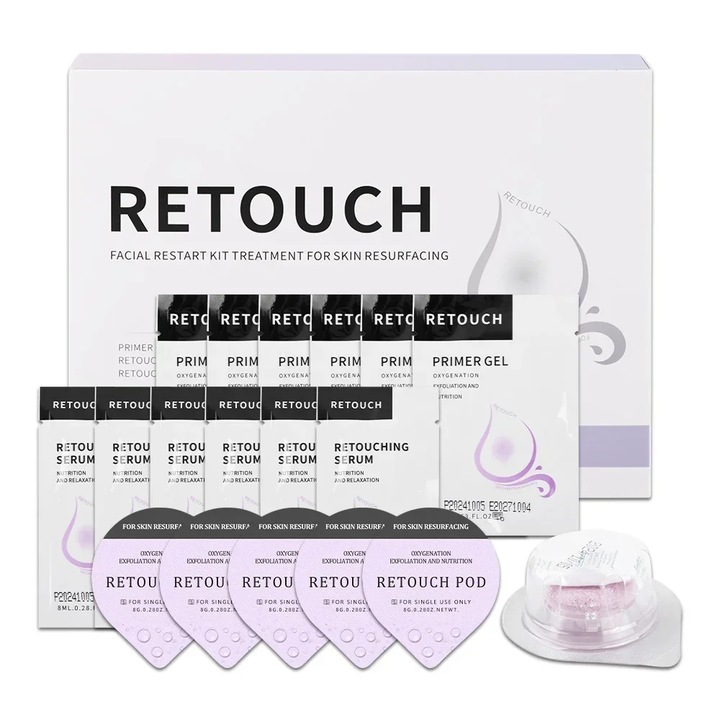 Capsule compatibile OxyGeneo RETOUCH - Kit profesional exfoliere si regenerare ten (6 capsule + 6 geluri + 6 seruri)