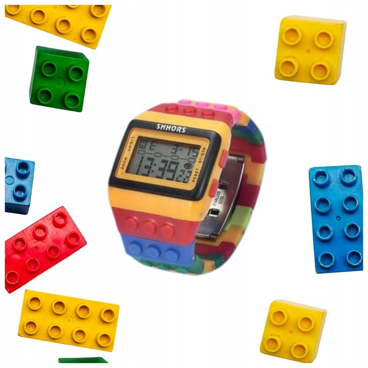 Ceas in stil bloc, colorat pentru copii, digital, Negru cu Galben, KL-1, VOLAN