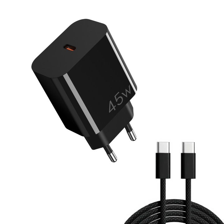 Voltres 45W USB-C hálózati töltő, gyorstöltés, fekete
