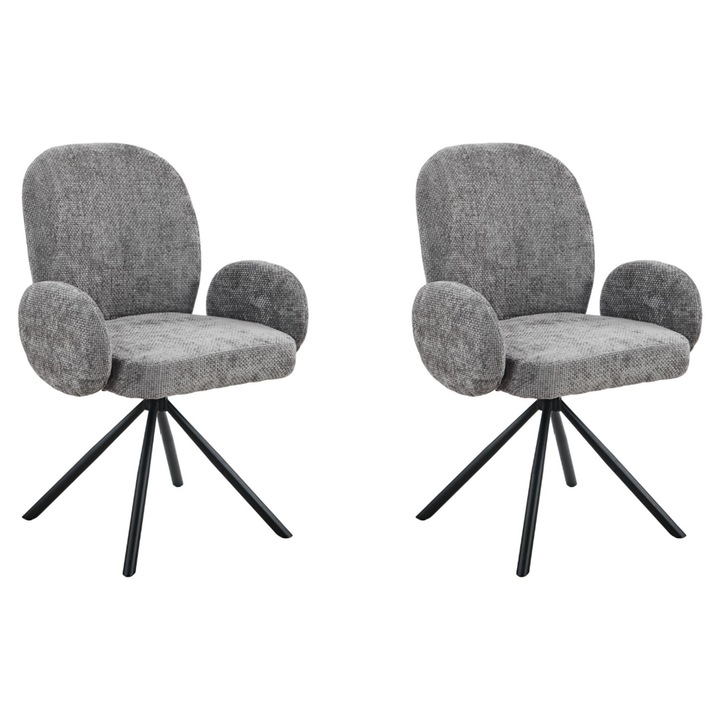 Set 2 scaune KALENDA Concorde, stofa gri, 60x61x9h cm