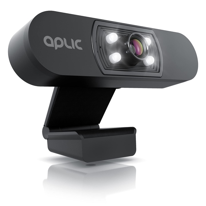 Csl - Full HD 1080P webkamera automatikus fénykorrekcióval, 30 FPS mikrofonnal, expozíciókorrekcióval, USB csatlakozással, Plug & Play, Skype, Facetime, Hangouts stb. - Fekete