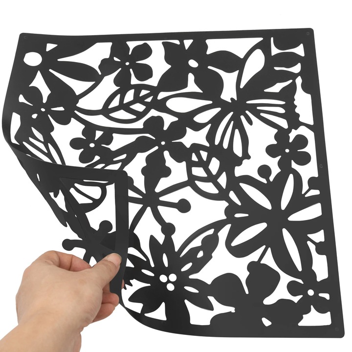 DIY Falra Szerelhető Elválasztó Panel, ABS Anyag, 12 Darabos Készlet, Összecsukható, Hálószobába vagy Nappaliba, Fali Dekoráció Művészeti Stílusban, Fekete Szín