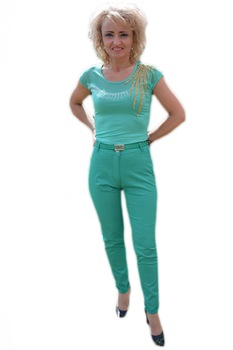 Pantaloni de vara, model lung si subtire , D&J Exclusive, Verde