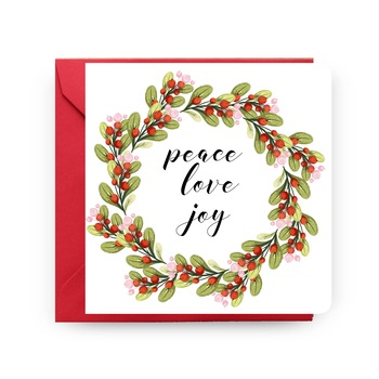 Felicitare de Craciun, Genette's Ideas, Peace, Love, Joy, 130x130 mm Felicitare de Craciun, Genette's Ideas, Peace, Love, Joy, 130x130 mm