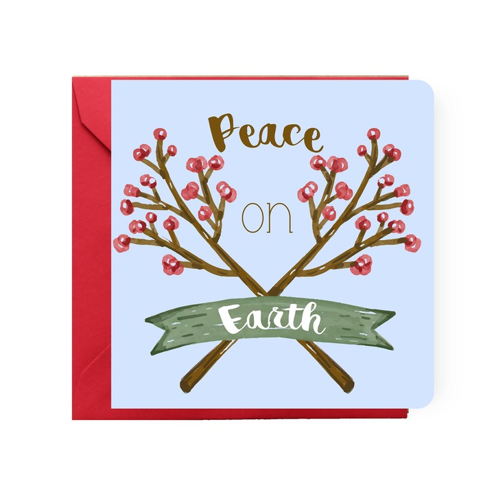 Felicitare de Craciun, Genette's Ideas, Peace on Earth, 130x130 mm