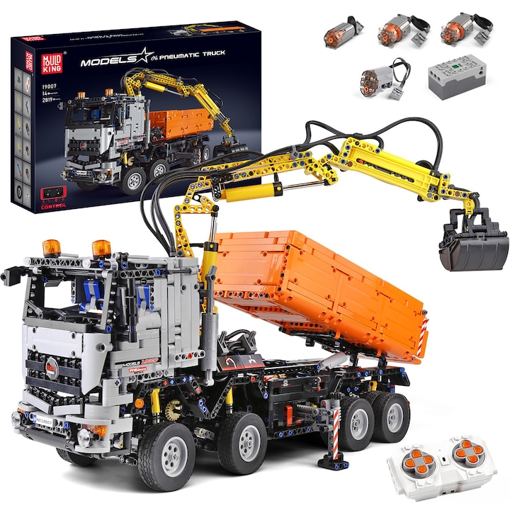 Set de constructie, Mould King,19007, Technic, Mercedes-Benz Arocs 3245 Truck,2970 piese,53x17x40cm, pentru baieti si fete peste 14 ani