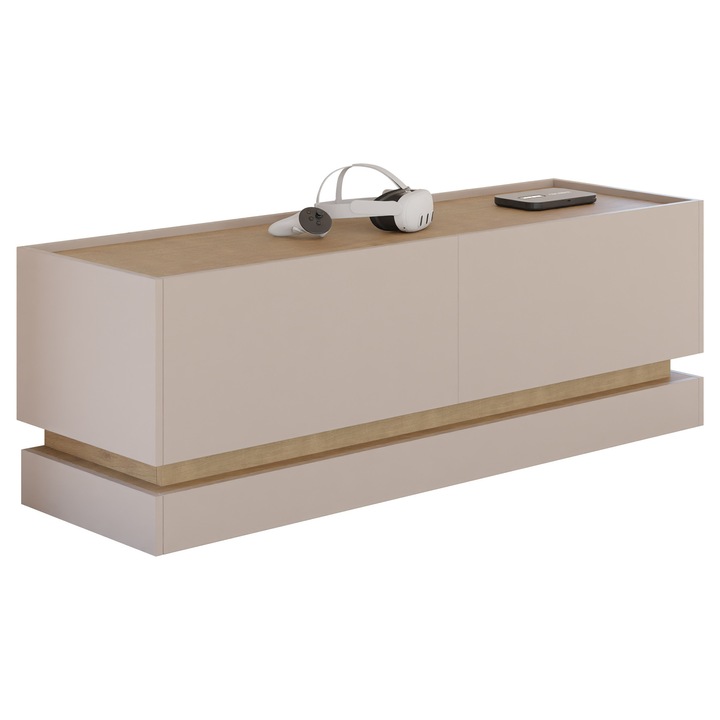 Comoda TV 150 2K Arlotekis, MIRJAN 24, nisip de desert / stejar cremona, 37x150x47 cm