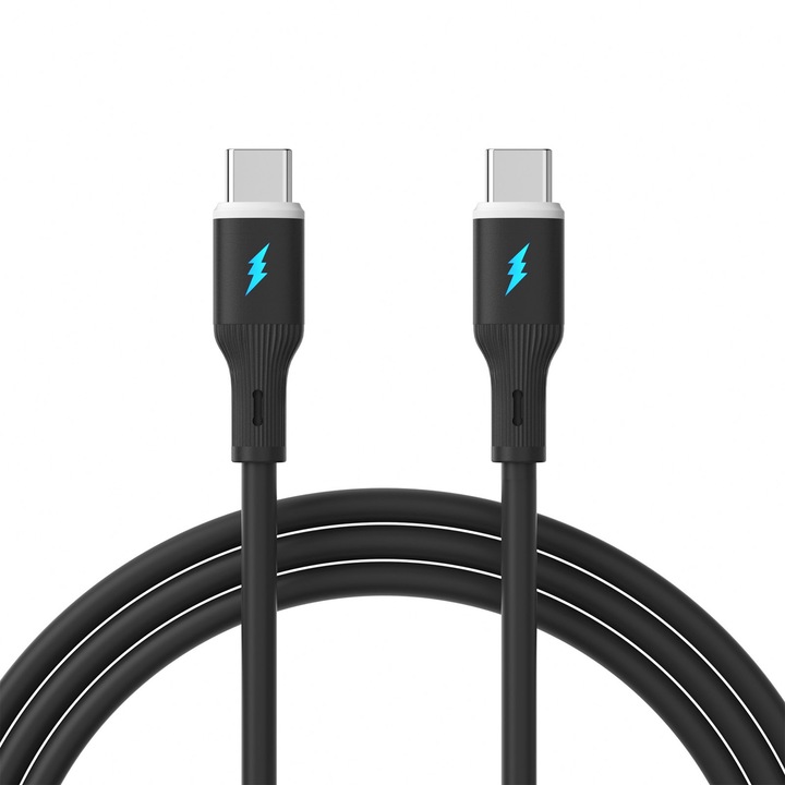 Akyga USB-C - USB-C adatkábel 1m 60W szilikon fekete
