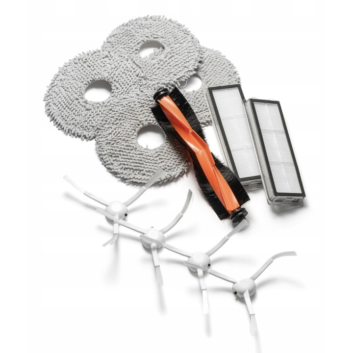 Kit de accesorii pentru robot de curatare, Jettools, AN323AS, Compatibil cu robotii Xiaomi S10+, S10+, S20+, 2 filtre HEPA, 4 perii laterale cu trei brate, 1 rola principala, 4 mopuri, Multicolor, Kitul include: 2 filtre HEPA, 4 perii laterale, 1 rola