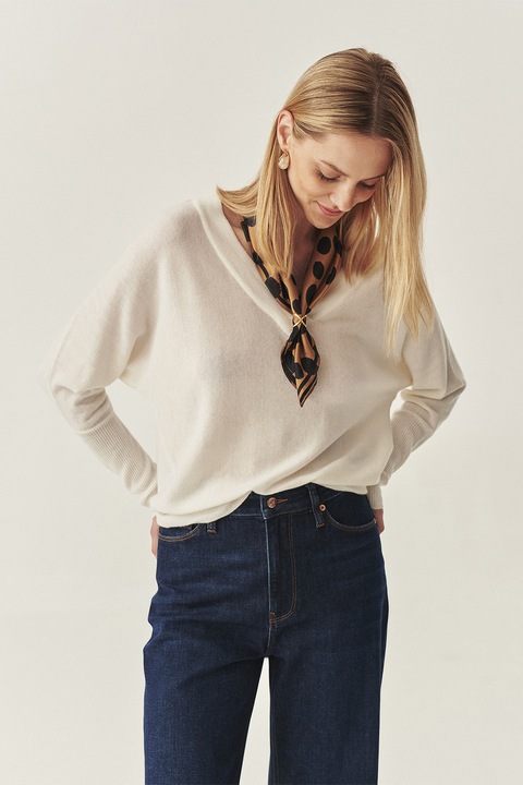 TATUUM, Pulover din amestec de lana si casmir, Crem, XL