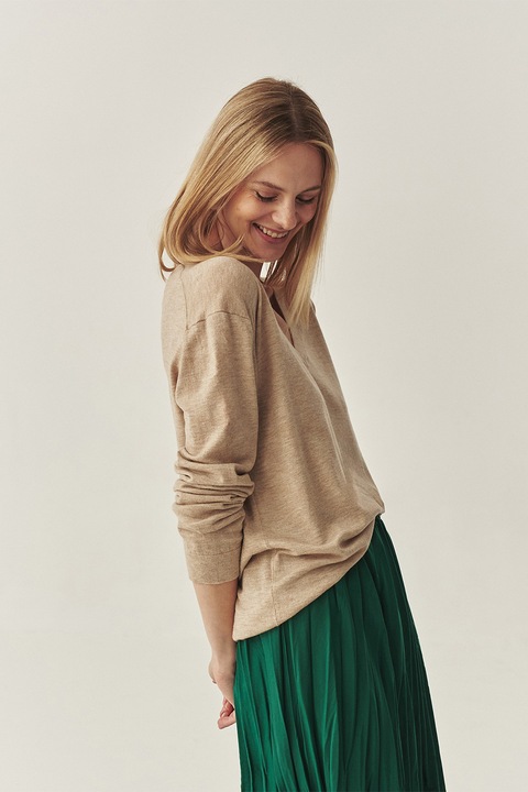 TATUUM, Pulover lejer din amestec de lana, Maro nisip