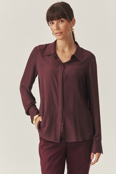 TATUUM, Camasa cu dungi si maneci lungi, Visiniu