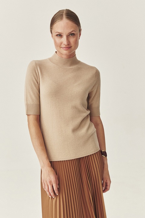 TATUUM, Pulover din lana cu maneci medi, Maro nisip, XL